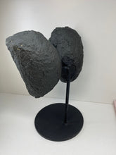 Load image into Gallery viewer, Amethyst Crystal geode wings on black display stand
