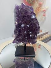 Load image into Gallery viewer, Amethyst Crystal on black display stand