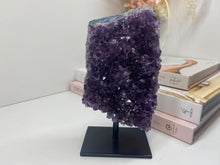 Load image into Gallery viewer, Amethyst Crystal on black display stand