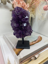 Load image into Gallery viewer, Amethyst Crystal on black display stand