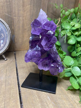 Load image into Gallery viewer, Amethyst Crystal on black display stand