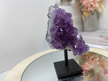 Load image into Gallery viewer, Amethyst Crystal on black display stand