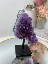 Load image into Gallery viewer, Amethyst Crystal on black display stand