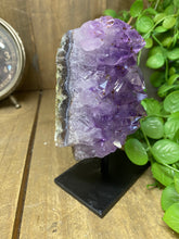 Load image into Gallery viewer, Amethyst Crystal on black display stand