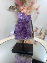 Load image into Gallery viewer, Amethyst Crystal on black display stand