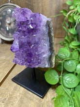 Load image into Gallery viewer, Amethyst Crystal on black display stand