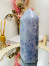 Load image into Gallery viewer, Blue Calcite natural stone tower -  home décor or unique bedroom display