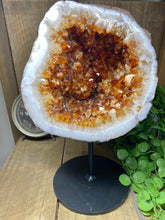 Load image into Gallery viewer, Large Citrine cave on black stand