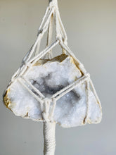 Load image into Gallery viewer, Quartz Crystal Geode Macrame - hanging crysal