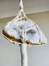 Load image into Gallery viewer, Quartz Crystal Geode Macrame - hanging crysal