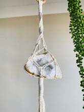 Load image into Gallery viewer, Quartz Crystal Geode Macrame - hanging crysal