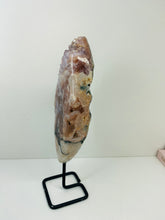Load image into Gallery viewer, Pink Amethyst Crystal on black display stand