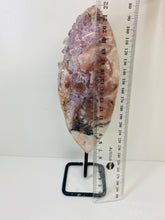 Load image into Gallery viewer, Pink Amethyst Crystal on black display stand