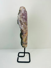 Load image into Gallery viewer, Pink Amethyst Crystal on black display stand