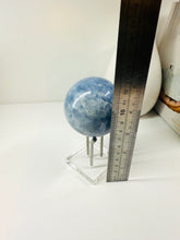 Load image into Gallery viewer, Natural Blue Calcite sphere on stand