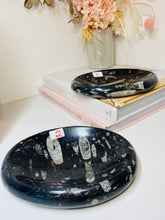 Load image into Gallery viewer, Polished Fossil Ammonite Orthoceras oval Bowl - home decor