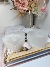 Load image into Gallery viewer, Selenite love heart tea light candle holder