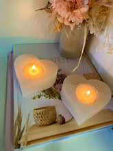 Load image into Gallery viewer, Selenite love heart tea light candle holder