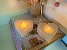 Load image into Gallery viewer, Selenite love heart tea light candle holder