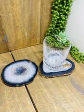 Load image into Gallery viewer, Natural polished Agate Slice drink coasters with Gold Electroplating - Set of 2