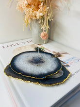 Load image into Gallery viewer, Natural polished Agate Slice drink coasters with Gold Electroplating - Set of 2