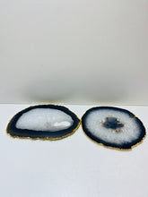 Load image into Gallery viewer, Natural polished Agate Slice drink coasters with Gold Electroplating - Set of 2