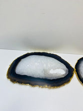 Load image into Gallery viewer, Natural polished Agate Slice drink coasters with Gold Electroplating - Set of 2