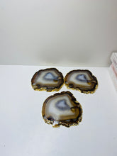 Load image into Gallery viewer, Natural polished Agate Slice drink coasters with Gold Electroplating - Set of 3