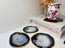 Load image into Gallery viewer, Natural polished Agate Slice drink coasters with Gold Electroplating - Set of 4