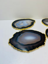 Load image into Gallery viewer, Natural polished Agate Slice drink coasters with Gold Electroplating - Set of 4