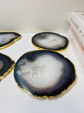 Load image into Gallery viewer, Natural polished Agate Slice drink coasters with Gold Electroplating - Set of 4