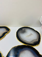 Load image into Gallery viewer, Natural polished Agate Slice drink coasters with Gold Electroplating - Set of 4