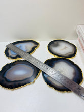 Load image into Gallery viewer, Natural polished Agate Slice drink coasters with Gold Electroplating - Set of 4