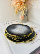 Load image into Gallery viewer, Natural polished Agate Slice drink coasters with Gold Electroplating - Set of 4