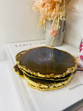 Load image into Gallery viewer, Natural polished Agate Slice drink coasters with Gold Electroplating - Set of 4