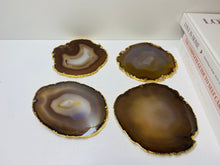 Load image into Gallery viewer, Natural polished Agate Slice drink coasters with Gold Electroplating - Set of 4