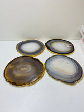Load image into Gallery viewer, Natural polished Agate Slice drink coasters with Gold Electroplating - Set of 4
