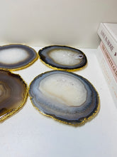Load image into Gallery viewer, Natural polished Agate Slice drink coasters with Gold Electroplating - Set of 4