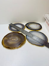 Load image into Gallery viewer, Natural polished Agate Slice drink coasters with Gold Electroplating - Set of 4