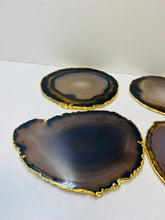 Load image into Gallery viewer, Natural polished Agate Slice drink coasters with Gold Electroplating - Set of 4