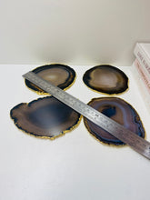 Load image into Gallery viewer, Natural polished Agate Slice drink coasters with Gold Electroplating - Set of 4