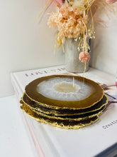 Load image into Gallery viewer, Natural polished Agate Slice drink coasters with Gold Electroplating - Set of 4