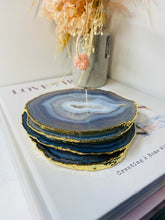 Load image into Gallery viewer, Natural polished Agate Slice drink coasters with Gold Electroplating - Set of 4