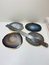 Load image into Gallery viewer, Natural polished Agate Slice drink coasters with Gold Electroplating - Set of 4