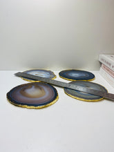 Load image into Gallery viewer, Natural polished Agate Slice drink coasters with Gold Electroplating - Set of 4