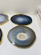 Load image into Gallery viewer, Natural polished Agate Slice drink coasters with Gold Electroplating - Set of 4