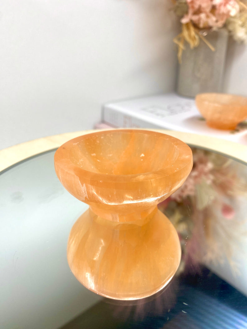 Small orange Selenite bowl