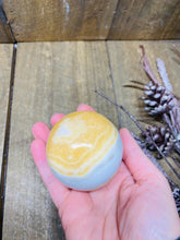 Load image into Gallery viewer, White, cream and orange Onyx sphere