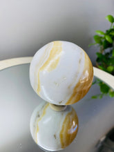 Load image into Gallery viewer, White, cream and orange Onyx sphere