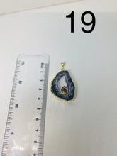 Load image into Gallery viewer, Natural Agate Geode pendant with Gold Electroplating around the edges and Amethyst point in the middle - necklace